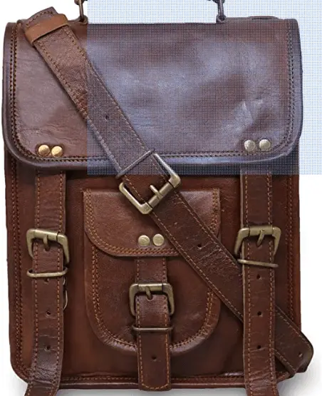 Leather small men purse and messenger bag