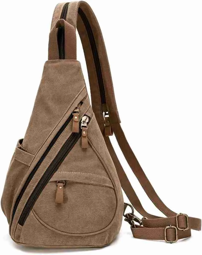 canvas messenger sling bag for hiking and cycling