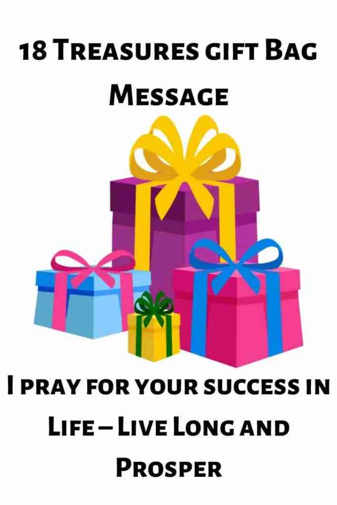 18 treasures gift bag message