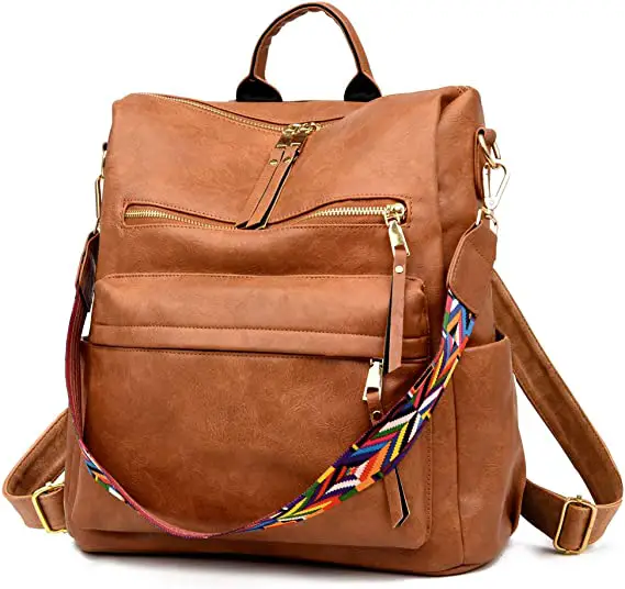 Leather backpack purse for travel