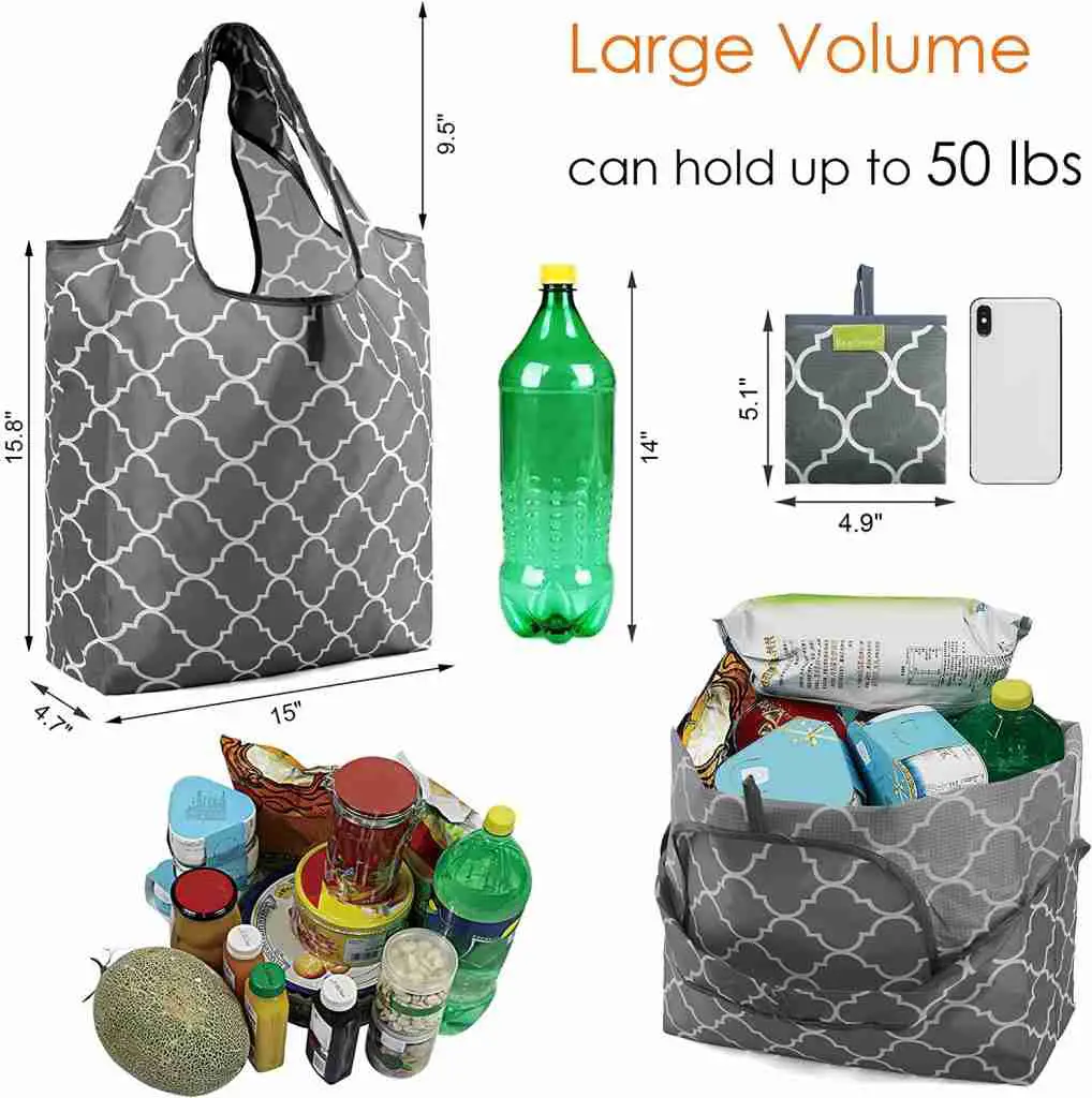 Reusable grocery tote bags