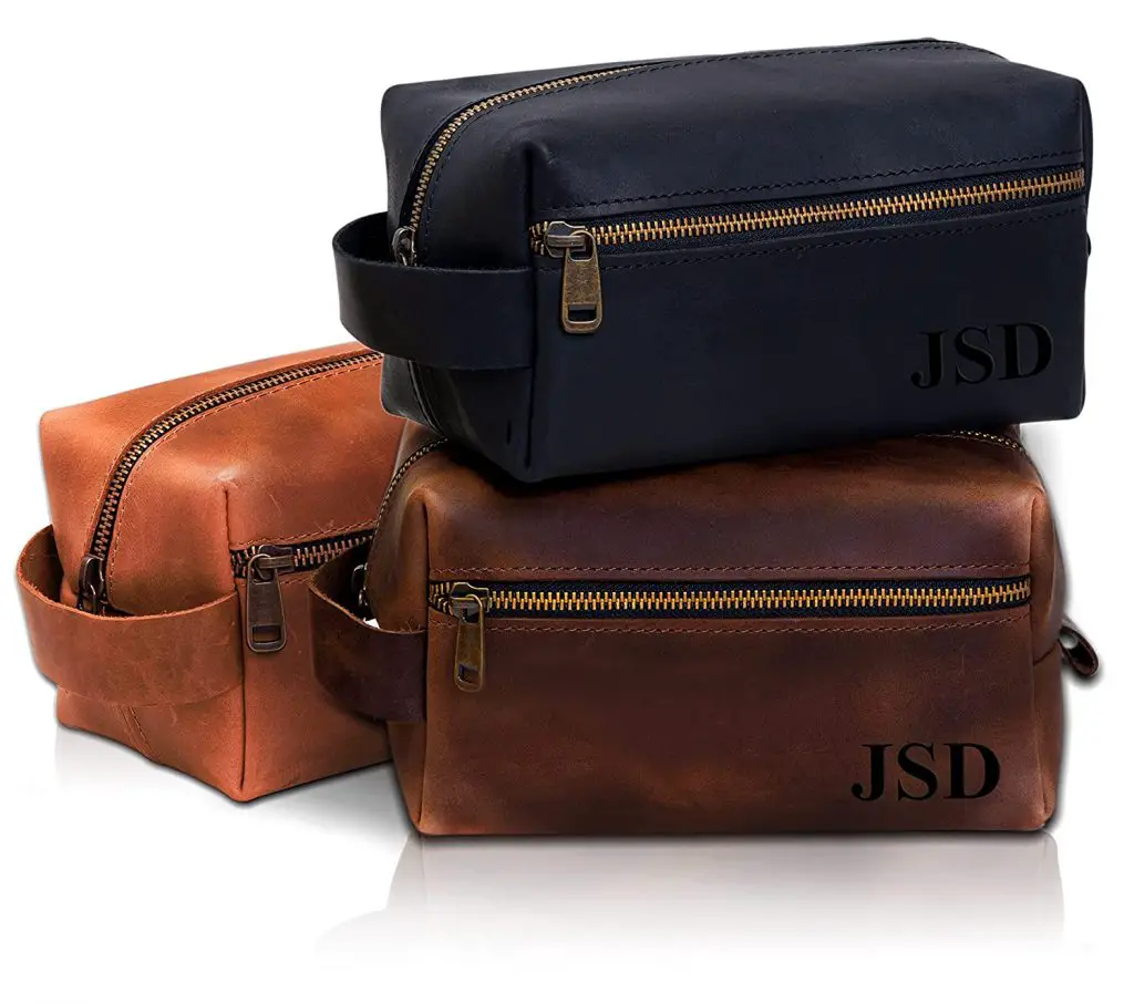 Personalized Leather Dopp kit Toiletry Bag