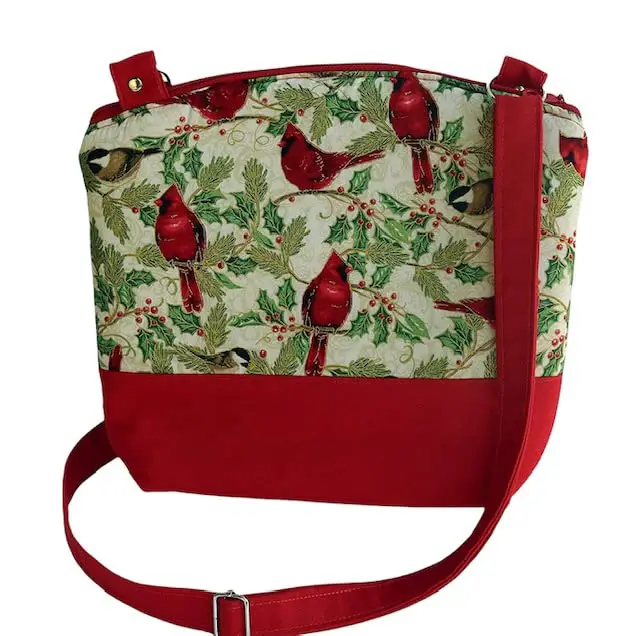 red cotton fabric handbag made in USA
