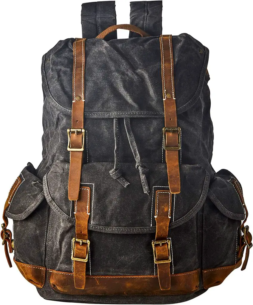 heavy duty waxed canvas vintage backpack for Laptop