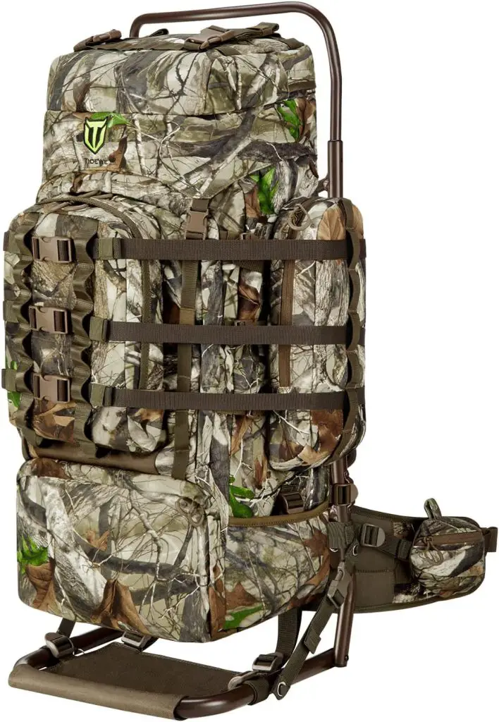 Hunting backpack with frame and rain cover