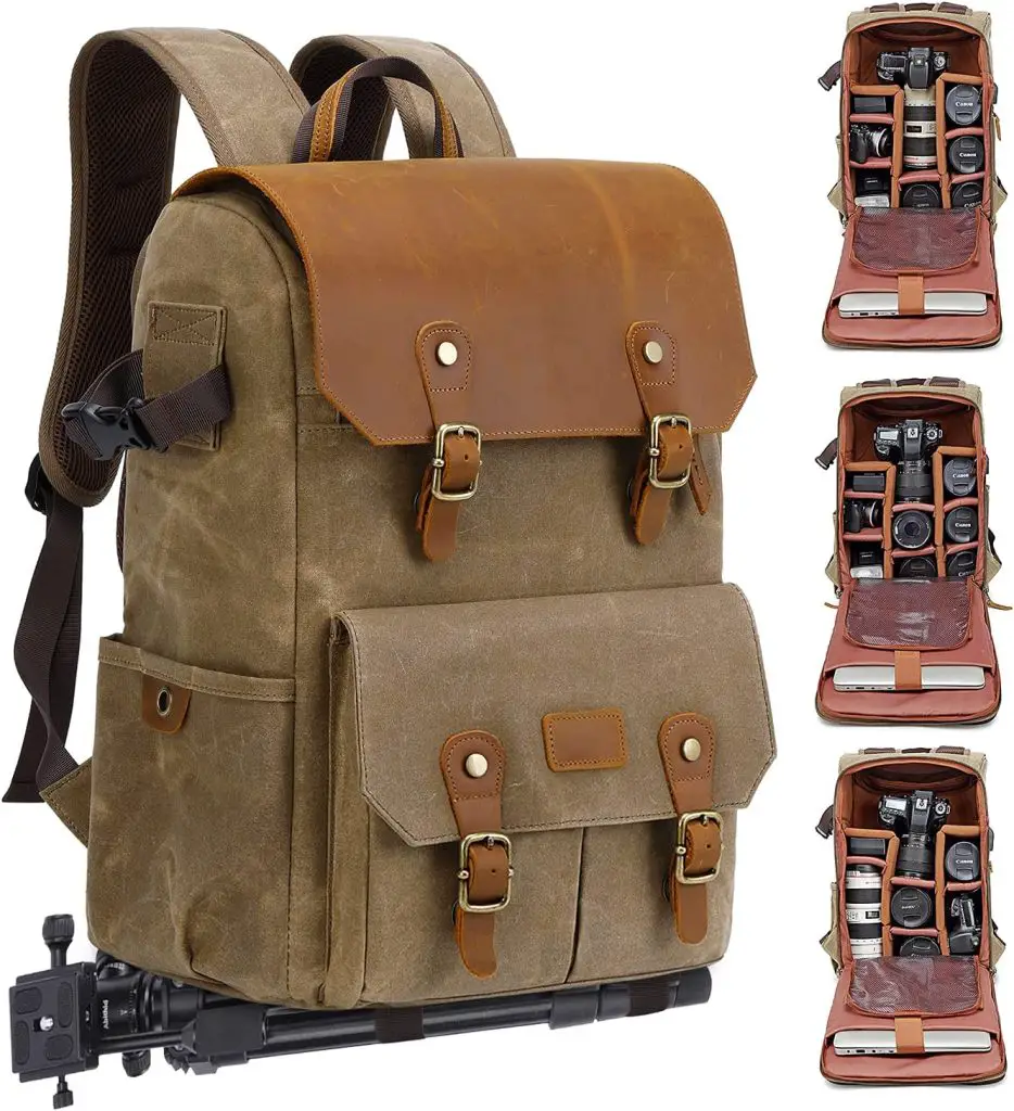 Large water resistant canvas backpack for Laptop, camera and travel