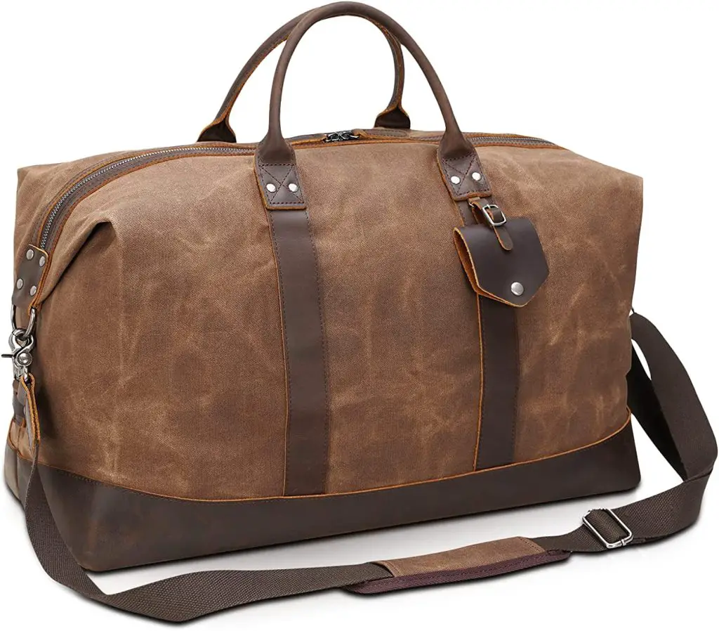 Waterproof waxed canvas travel weekender bag