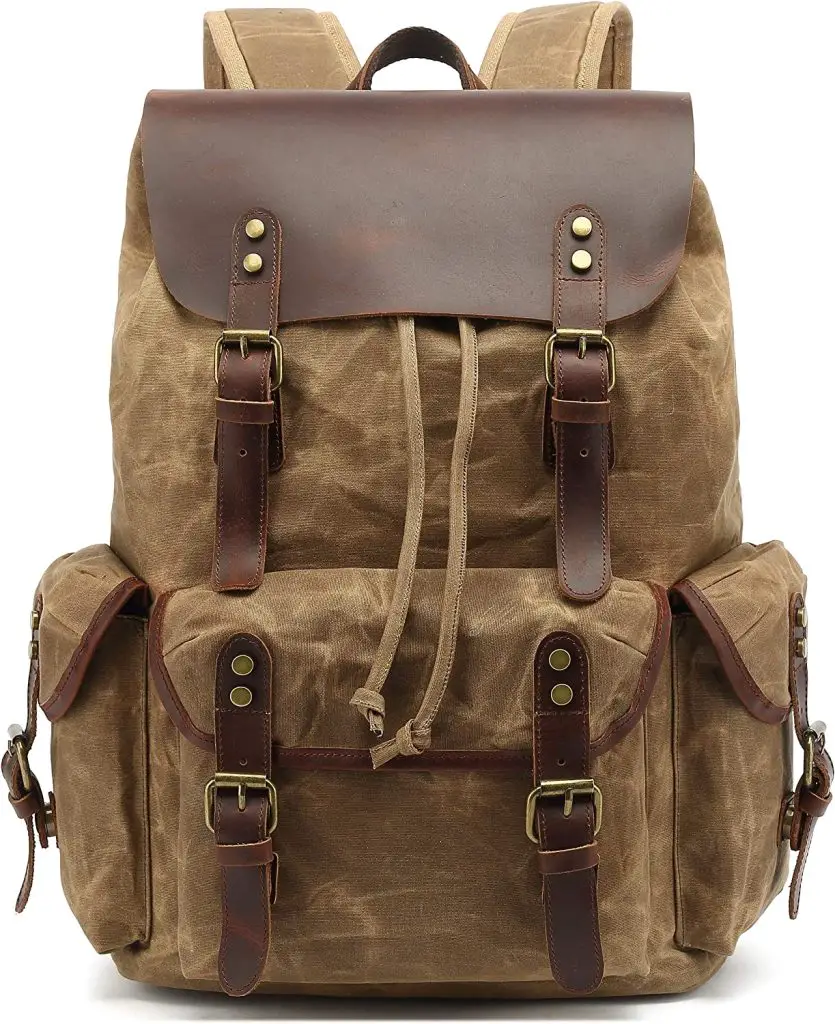 waxed travel rucksack backpack for Laptop and school