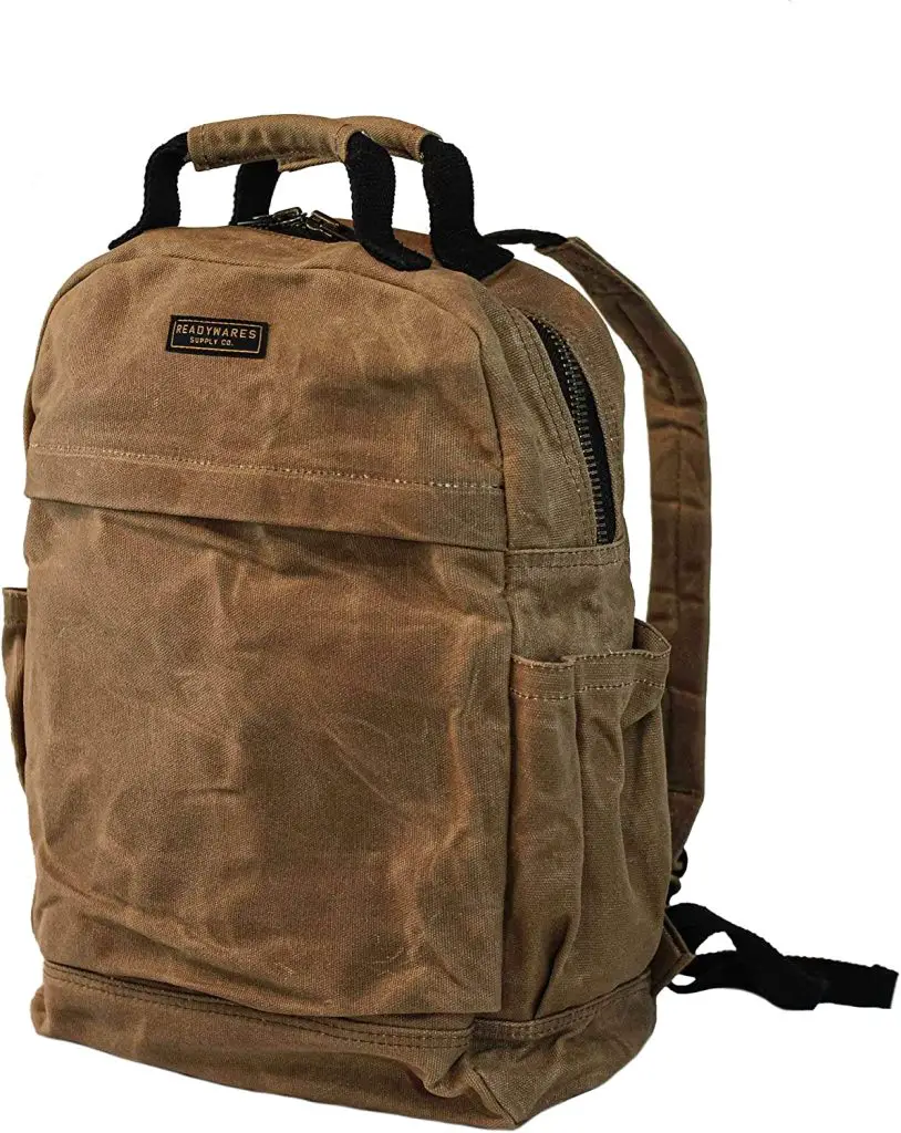 waxed canvas rugged backpack for men, women and travel