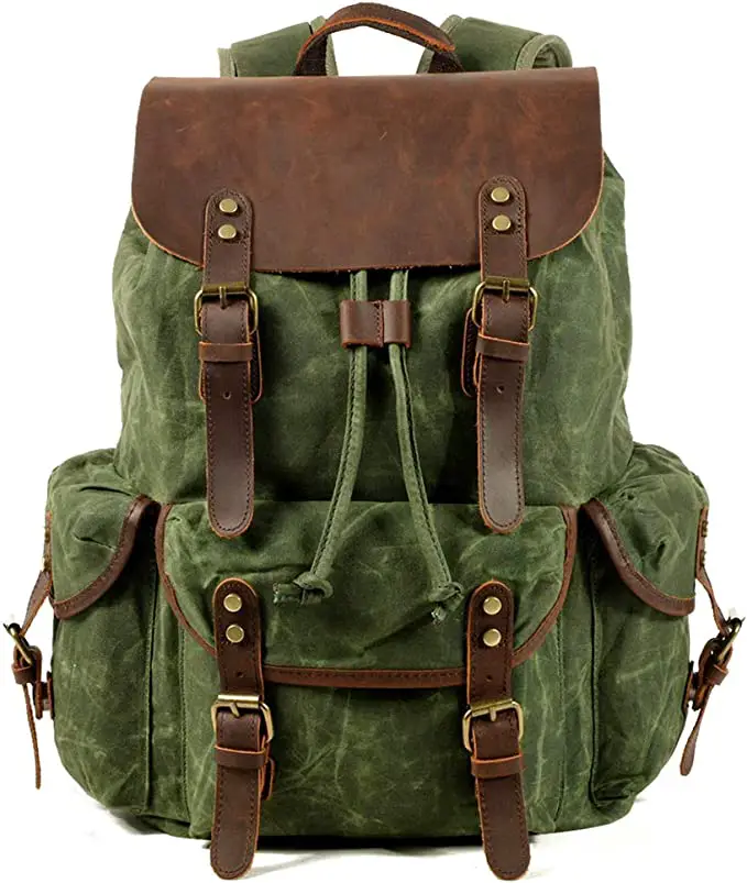 waxed canvas shoulder backpack for men