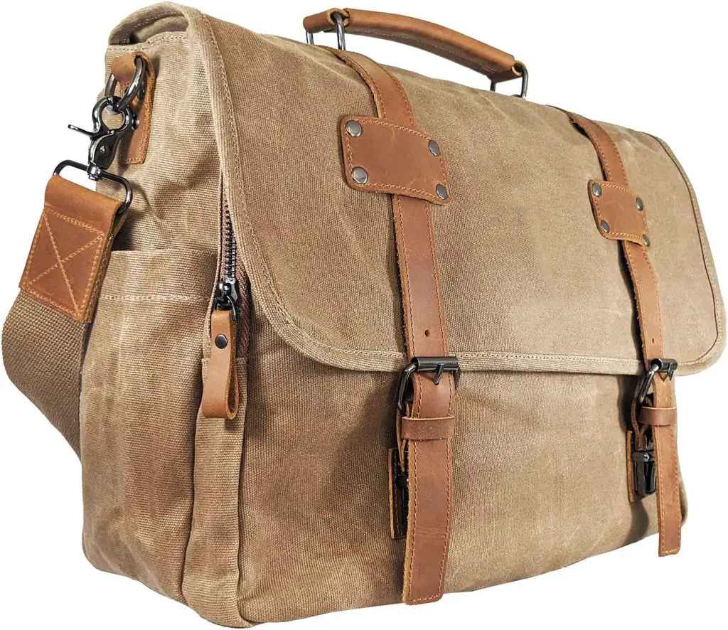 men waxed canvas messenger bag