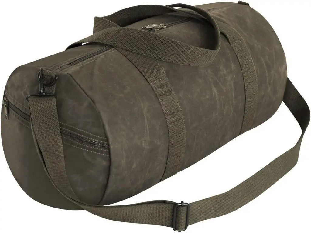 waxed canvas shoulder duffle bag