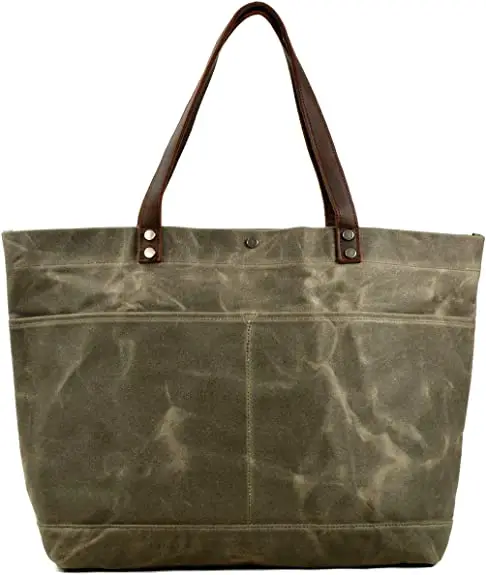 waxed canvas travel tote bag